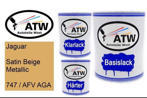 Jaguar, Satin Beige Metallic, 747 / AFV AGA: 1L Lackdose + 1L Klarlack + 500ml Härter - Set, von ATW Autoteile West.